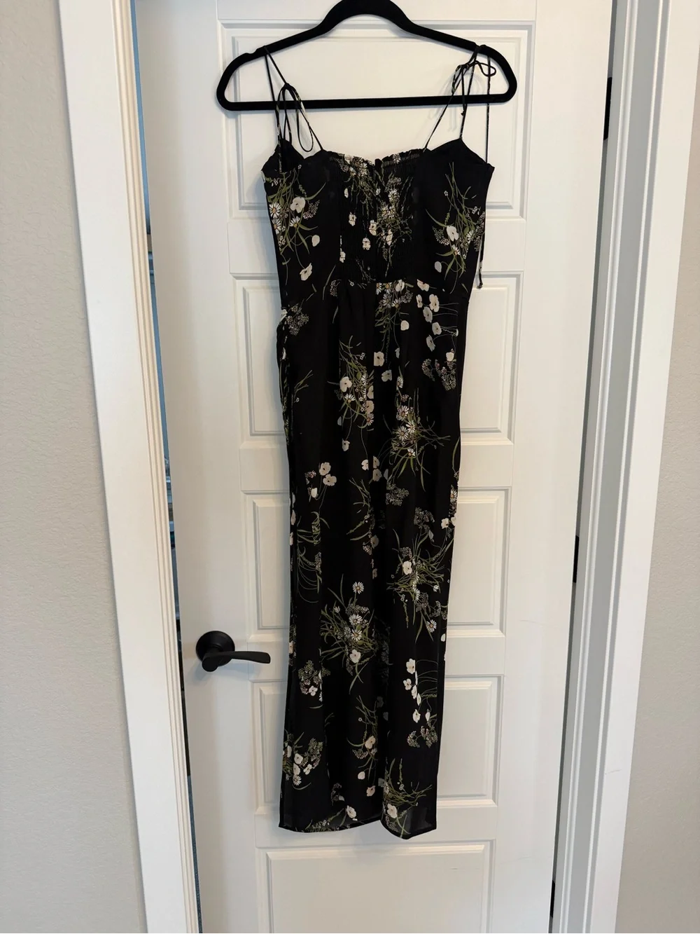 LIKE NEW! Reformation Kourtney Midi Dress with Side Slit - Black Floral - Picture 8 of 10
